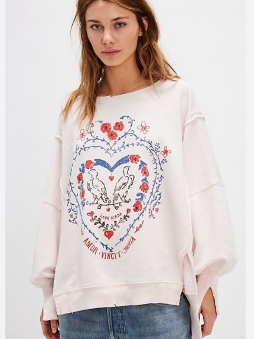 Free People We The Free Lovebirds Camden Sweatshirt Size S